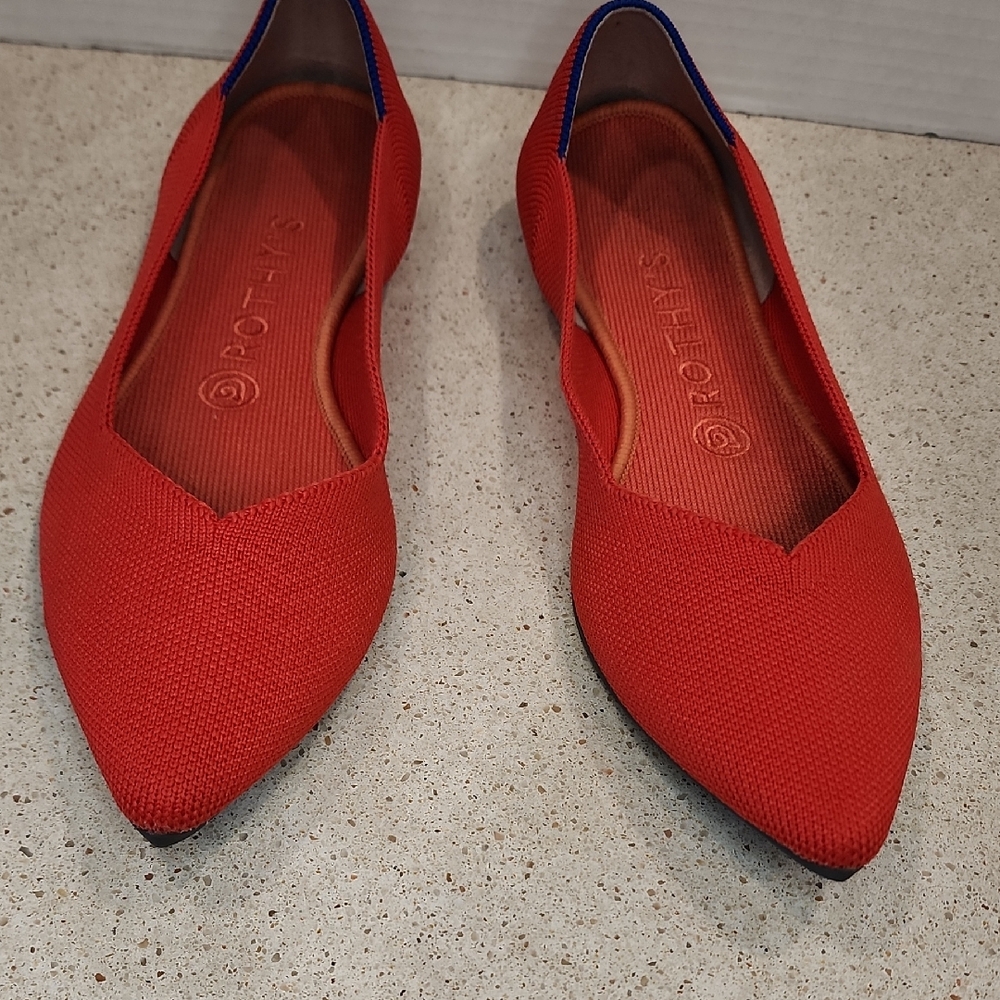 Rothy’s The Point Flats Red Knit Size 9 Women’s Original Point Washable Comfort